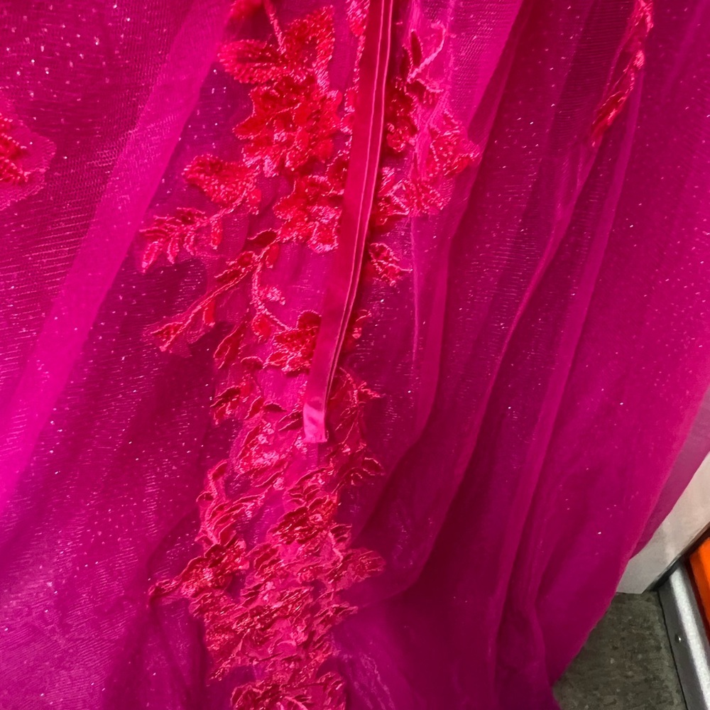 Vibrant Pink Gown with Embroidered Details - Picture 9 of 12